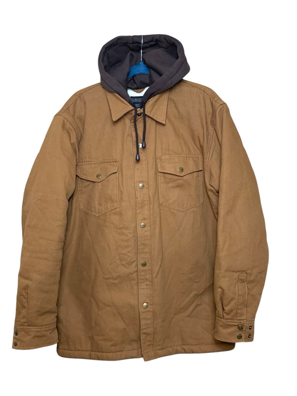 Men's Brown Canvas Field Work Hooded Jacket Sherpa Lined M Oversized Duck Coat